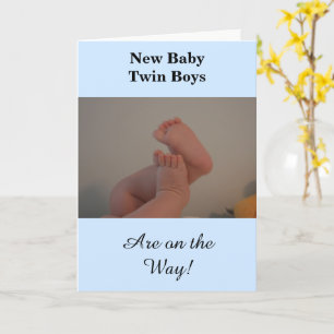 Carte Nouveau bébé jumeaux garçons sur le chemin PHOTO