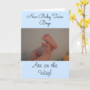 Carte Nouveau bébé jumeaux garçons sur le chemin PHOTO