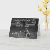 Carte Nouveau bébé, noir et blanc (Fleur jaune)