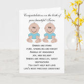 Carte Nouveau Born Twin Boys Custom (Fleur jaune)
