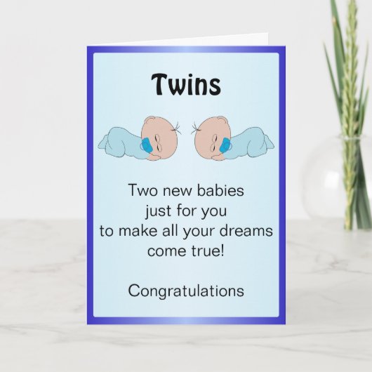 Carte Nouveau Born Twin Boys Customisé (Devant)