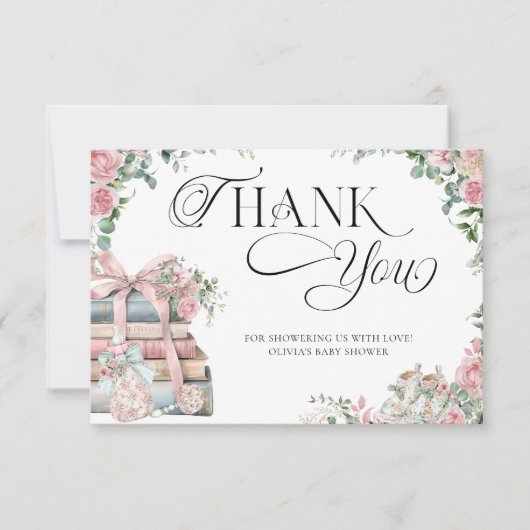 Carte Nouveau chapitre Storybook Baby shower Merci (Devant)