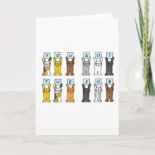 Carte Nouveau job Félicitations Cartoon Cats