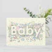 Carte Nouveau Mot Bébé Art Pastel Couleurs Neutres (Debout devant)