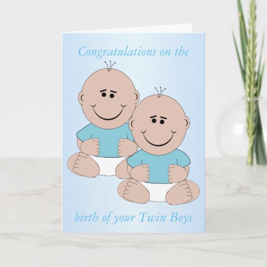 Carte Nouveau né bébé jumeaux garçons (Devant)