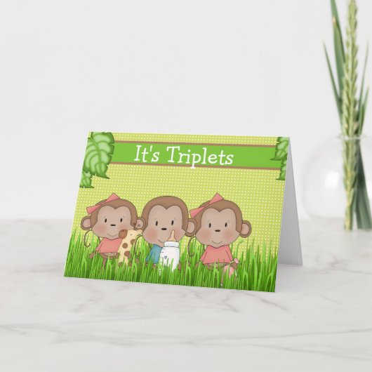 Carte Nouveau Triolet Bébé Deux Filles Un Garçon Mignonn (Devant)