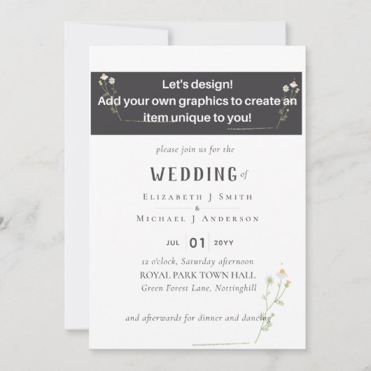 CARTE NOUVEAUTÉ ! CONCEPTION PROPRE INVITE DE MARIAGE - (Devant)