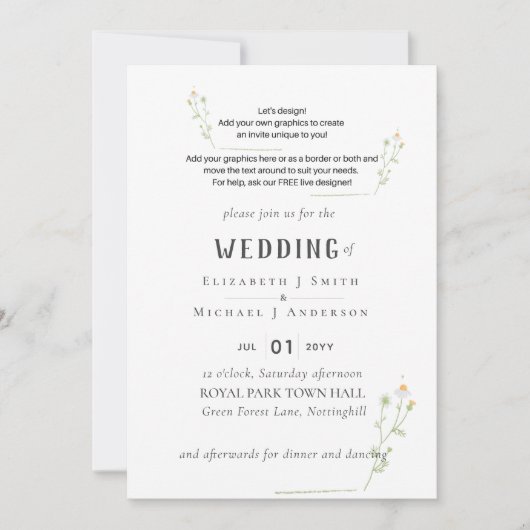 CARTE NOUVEAUTÉ ! CONCEPTION PROPRE INVITE DE MARIAGE - (Devant)