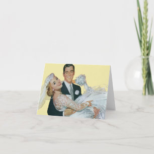 Carte Nouveaux mariés vintages de mariage, jeunes mariés