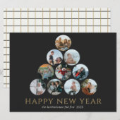 Carte Nouvel An 10 Photo Gold Noir (Devant / Derrière)