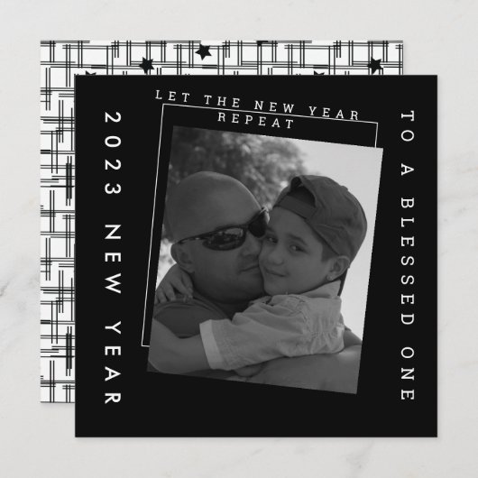 Carte Nouvel An 2023 Photo noir et blanc (Devant / Derrière)