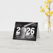 Carte Nouvel An 2024 Pleine lune Business Merci (Fleur jaune)