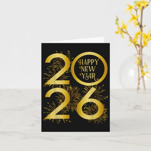 Carte Nouvel An 2026 Feu d'artifice - Joyeux Nouvel An 2 (Fleur jaune)