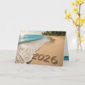 Carte Nouvel An 2026 Plage tropicale (Fleur jaune)