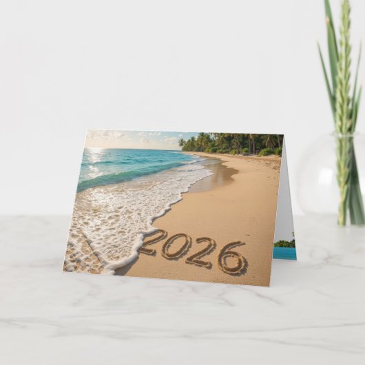 Carte Nouvel An 2026 Plage tropicale (Devant)