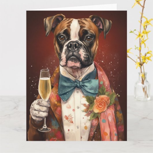 Carte Nouvel An Boxer (Fleur jaune)