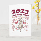 Carte Nouvel An chinois 2023 - Année du lapin (Fleur jaune)
