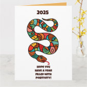 Carte Nouvel An Chinois Du Serpent En Bois 2025 (Fleur jaune)