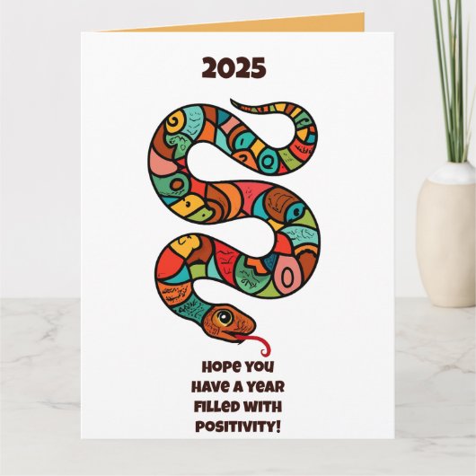 Carte Nouvel An Chinois Du Serpent En Bois 2025 (Devant)