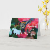 Carte Nouvel An Dans Le Souvenir Papillon (Fleur jaune)