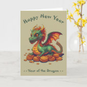 Carte Nouvel An du dragon chinois (Fleur jaune)