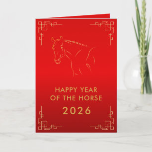 Carte Nouvel An lunaire chinois - Année du Cheval 2026