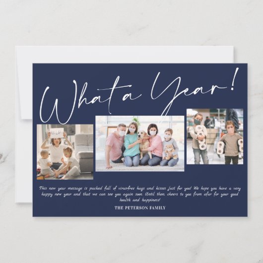 Carte Nouvel An moderne quel année script 3 photos (Devant)