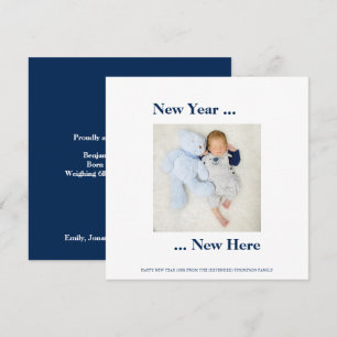 Carte Nouvel An Nouveau Ici Photo Bébé Garçon Naissance 
