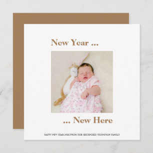 Carte Nouvel An Photo Baby Annonce Birth Gold