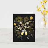 Carte Nouvel An Soir Fête Nye Matching Famille Joyeux No (Fleur jaune)