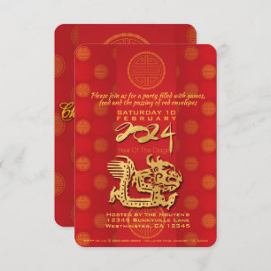 Carte Nouvel An vietnamien Dragon 2024 Party Inv