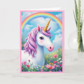Carte Nouvel anniversaire de la mignonne fille Unicorn (Devant)