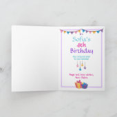 Carte Nouvel anniversaire de la mignonne fille Unicorn (Intérieur)