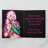 Carte Nouvel anniversaire de l'Ado Superstar Girly Neon (Intérieur)