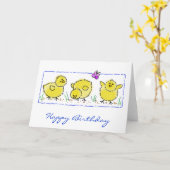 Carte Nouvel anniversaire des poussins d'eau (Fleur jaune)