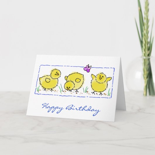 Carte Nouvel anniversaire des poussins d'eau (Devant)