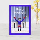 Carte Nouvel anniversaire du vainqueur de hockey (Fleur jaune)