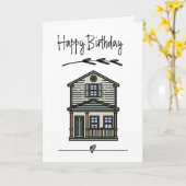 Carte Nouvel Anniversaire heureux du client à domicile (Fleur jaune)