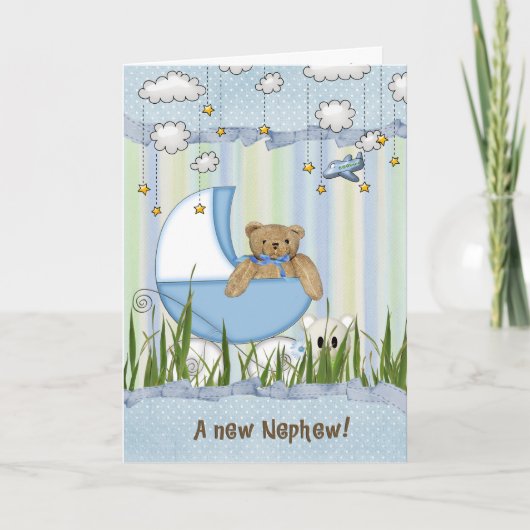 Carte Nouvel ours en peluche de Nephew en buggy (Devant)