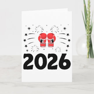 Carte Nouvelle Année 2026 Boxeur Sports Force Gym Athlèt