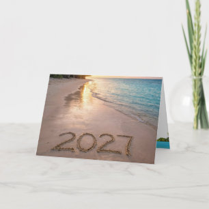 Carte Nouvelle Année 2027 Plage Tropicale