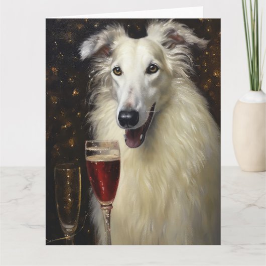 Carte Nouvelle Année Borzoi (Devant)