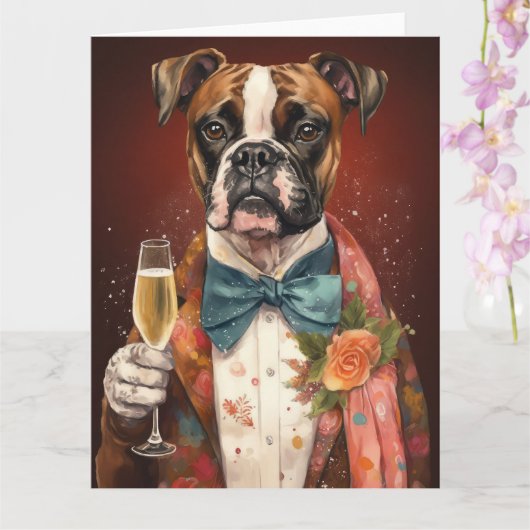 Carte Nouvelle Année Boxer (Orchidée)