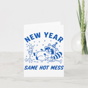 Carte Nouvelle Année Même Fête Amusante de Raton Laveur