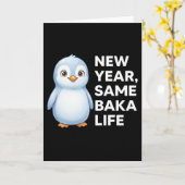 Carte Nouvelle année même vie de baka blague de pingouin (Fleur jaune)