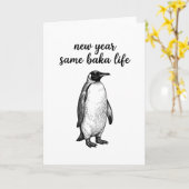 Carte Nouvelle année même vie de baka blague de pingouin (Fleur jaune)