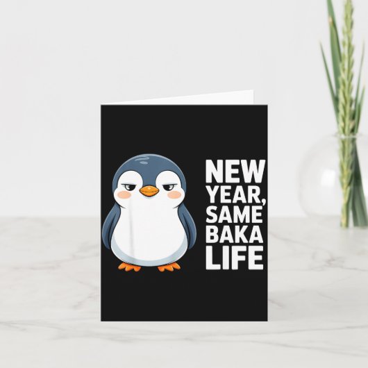Carte Nouvelle année même vie de Baka drôle pingouin sty (Devant)