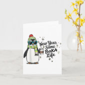 Carte Nouvelle année même vie de Baka pingouin mème blag (Fleur jaune)