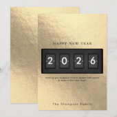 Carte Nouvelle Année Moderne Simple Décompte Or (Devant / Derrière)