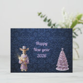 Carte Nouvelle année salutation lol chien (Debout devant)